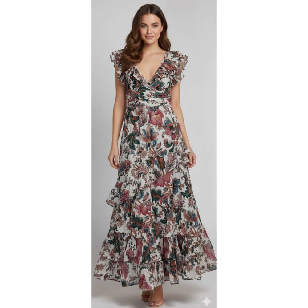 Love the label Anthropologie womens small floral maxi dress tiered gypsy boho - Picture 1 of 12